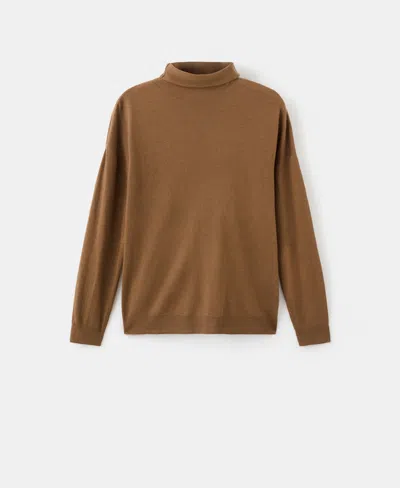 Mango Women's Cable-knit Turtleneck Sweater In Brown