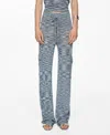 Mango Knitted Trousers With Cargo Pockets Blue In Blue