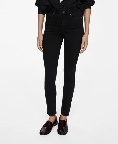 Mango High Waist Skinny Jeans In Black Denim