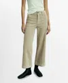 Mango Catherin High Waist Wide Leg Culotte Corduroy Jeans In Ecru