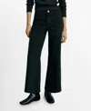 Mango Catherin Raw Hem High Waist Wide Leg Culotte Jeans In Black Denim