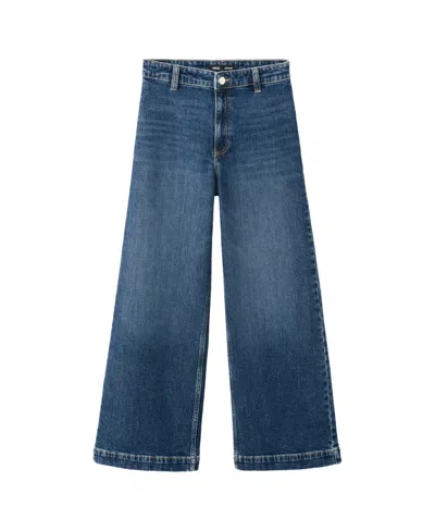 Mango Women's Catherin High-rise Wide-leg Culotte Jeans In Dark Blue