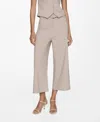 Mango Pantalon Droit Fines Rayures In Beige