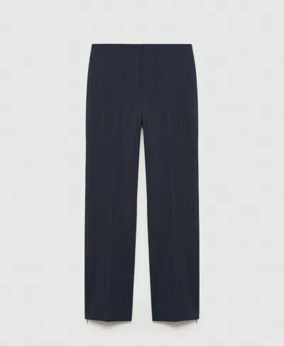 Mango Women's Chalk-stripe Straight Trousers In Dark Navy