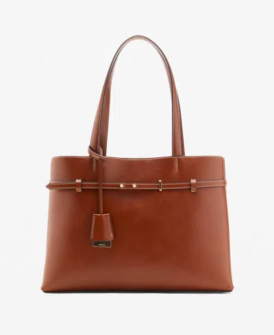 Mango Women's Charm Detail Shopper Bag In Brown