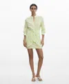 Mango Check Bow Dress Pastel Yellow In Pastel Yellow