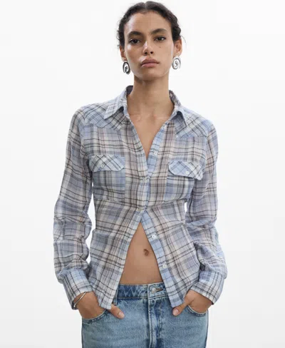 Mango Women's Check Cotton Shirt In Blue