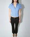 Mango Check Crop Shirt In Blue