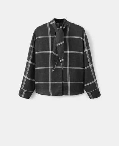 Mango Women's Check Pattern And Foulard Collar Blouse In Black