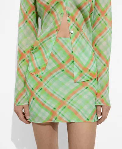 Mango Women's Check-print Mini-skirt In Green