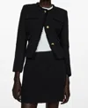 Mango Pocket Tweed Jacket Black In Black