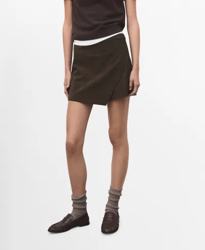 MANGO WOMEN'S CHECKED ASYMMETRIC SKIRT