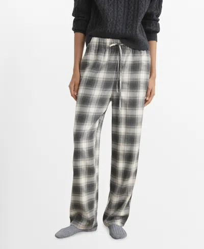 MANGO WOMEN'S CHECKED FLANNEL PANTS