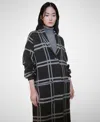 Mango Women's Checked Knitted Coat In Charcoal