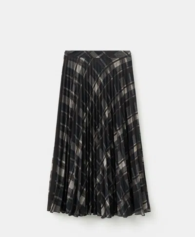 Mango Checked Long Skirt Brown