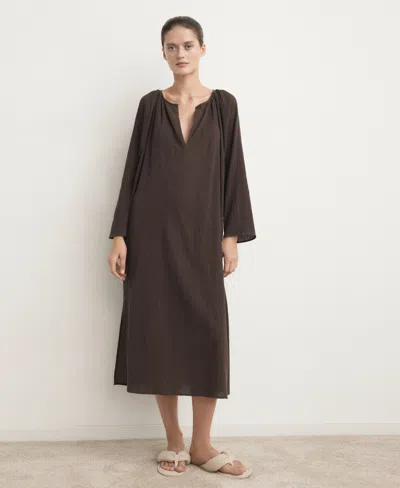 Mango Cheesecloth Nightdress Chocolate In Brown