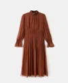 Mango Chiffon Panel Dress Chocolate In Brown