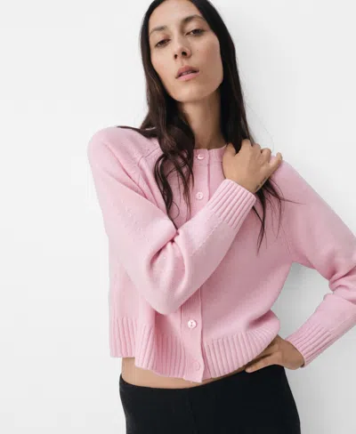 Mango Women's Chunky Knit Wool-blend Cardigan In Pink