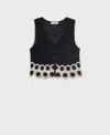 Mango Circle Print Crochet Vest