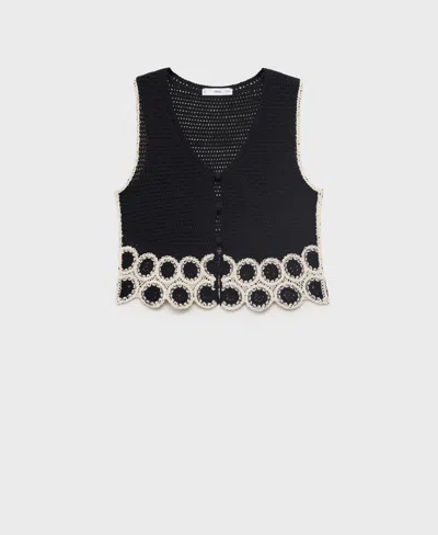 Mango Women's Circular Print Crochet Vest