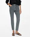 Mango Claudia Waxed Crop Slim Fit Jeans In Gray