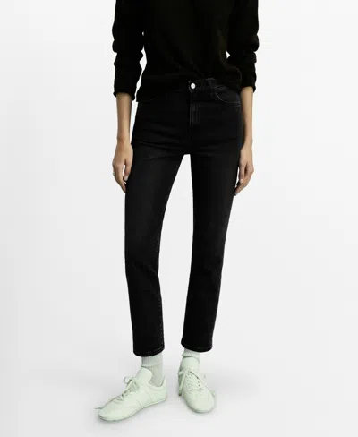 Mango Women's Claudia Slim-fit Cropped Jeans In Black Denim