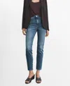 Mango Claudia Crop Slim Fit Jeans In Blue