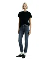 Mango Claudia Slim-fit Cropped Jeans Dark Blue In Dark Blue