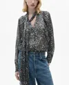 Mango Leopard-print Blouse With Collar And Bow Black In Black