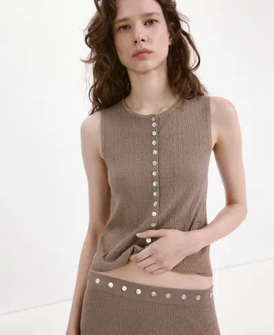 MANGO WOMEN'S COMBINED BUTTONS TEXTURED TOP