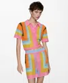 Mango Babylon Colorblock Open Stitch Cotton Polo Sweater In Pink