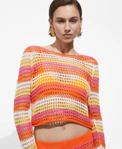 MANGO WOMEN'S COMBINED CROCHET SWEATER