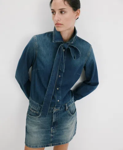 Mango Women's Combined Denim Dress In Blue