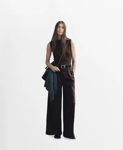 Mango Women's Combined Design Pinstripe Jumpsuit In Brown