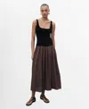 Mango Contrast Drop Waist Pleated Dress