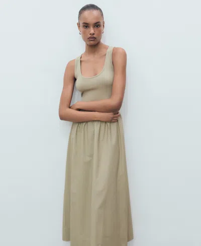 Mango Women's Combined Fabric Flared Dress In Brown