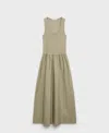 Mango Valvi Mixed Media Maxi Dress In Khaki