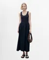 Mango Valvi Mixed Media Maxi Dress In Navy