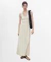 Mango Flared Dress In Combined Fabric Ecru In Neutral