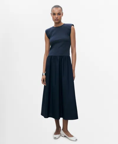 MANGO WOMEN'S COMBINED FABRIC MIDI DRESS