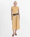 Mango Shoulder Pad Maxi Dress In Nude