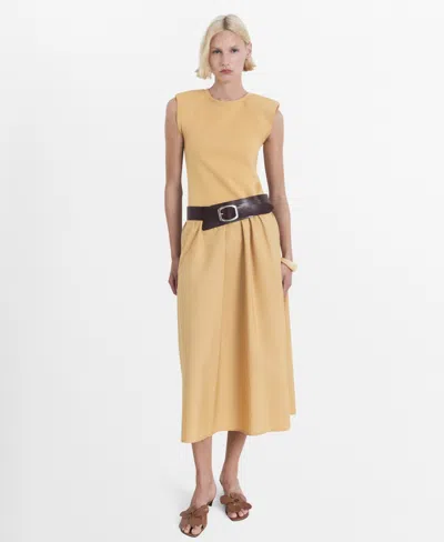 MANGO WOMEN'S COMBINED FABRIC MIDI DRESS