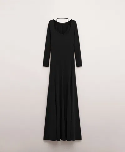 Mango Dress With Combined Fine-knit Collar Black