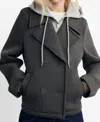 Mango Combined Hooded Jacket Medium Heather Grey In Gray