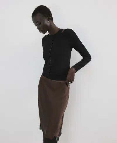 Mango Women's Combined Knitted Sweater In Black