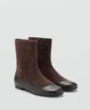 Mango Combined Leather Ankle Boot Chocolate In Brown
