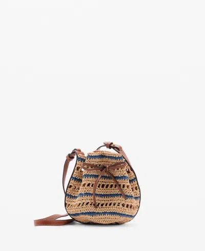 Mango Women's Combined Natural Fibre Bag In Dark Navy