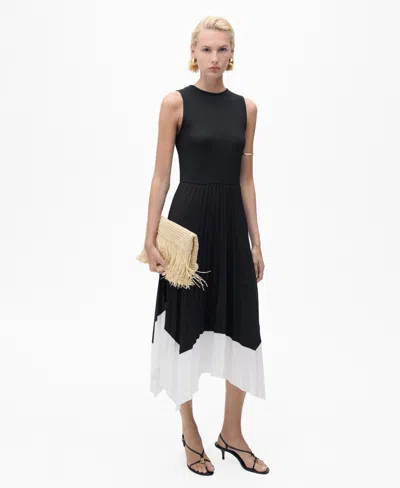 Mango Women's Combined Pleated Dress In Black