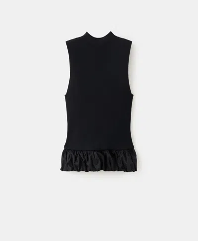 Mango Women's Combined Ruffle Top In Black