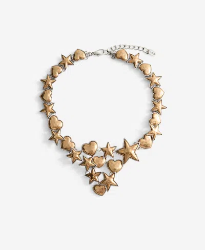 Mango Women's Combined-shape Necklace In Gold
